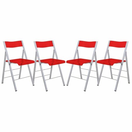 KD AMERICANA 30 x 17.75 x 16.5 in. Menno Modern Acrylic Folding Chair, Red, 4PK KD3033035